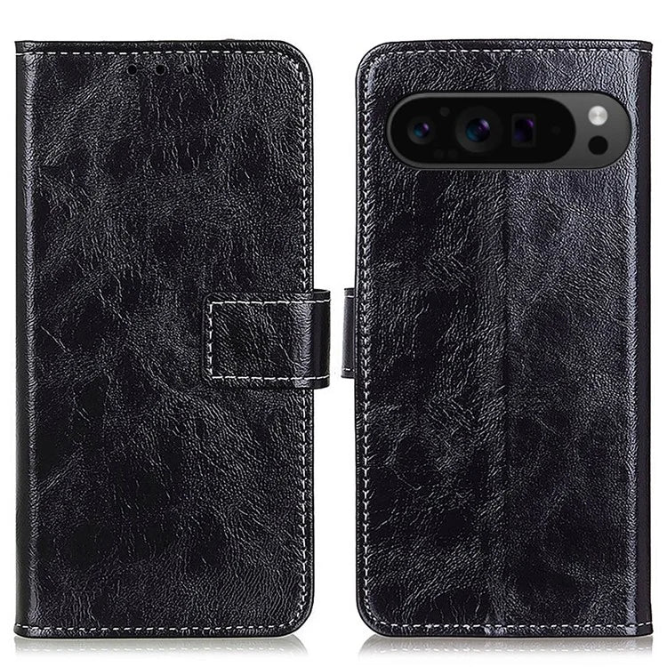 For Google Pixel 9 Pro XL Case Retro Style PU Leather+TPU Shockproof Phone Shell