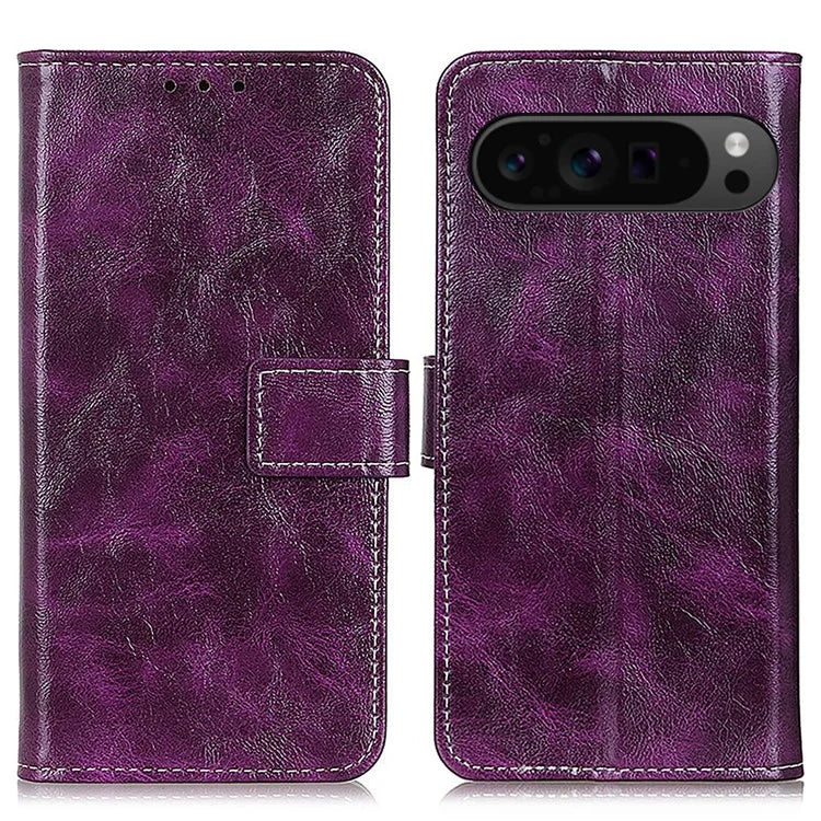 For Google Pixel 9 Pro XL Case Retro Style PU Leather+TPU Shockproof Phone Shell