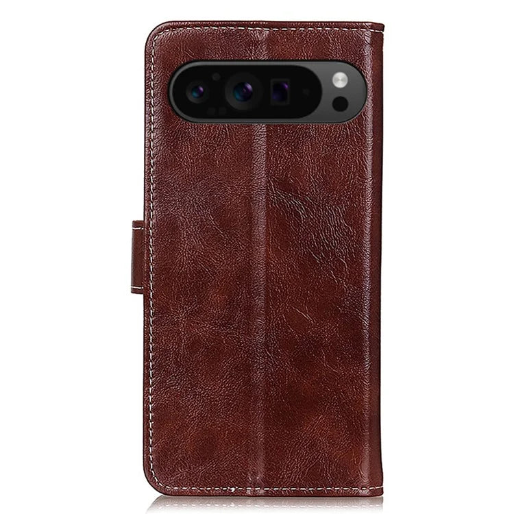 For Google Pixel 9 Pro XL Case Retro Style PU Leather+TPU Shockproof Phone Shell