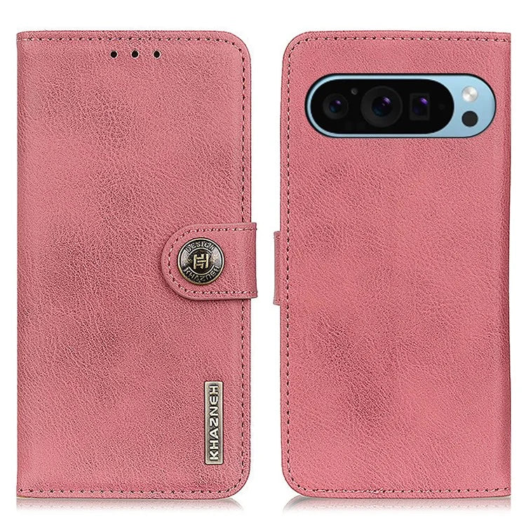 KHAZNEH For Google Pixel 9 / Pixel 9 Pro Case Cowhide Texture Wallet PU Leather Flip Phone Cover