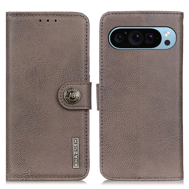 KHAZNEH For Google Pixel 9 / Pixel 9 Pro Case Cowhide Texture Wallet PU Leather Flip Phone Cover
