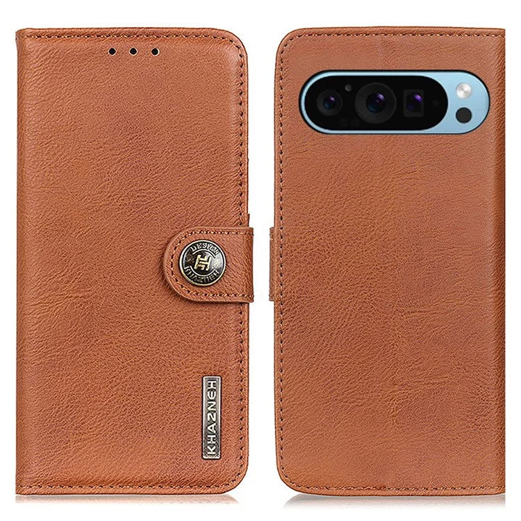 KHAZNEH For Google Pixel 9 / Pixel 9 Pro Case Cowhide Texture Wallet PU Leather Flip Phone Cover