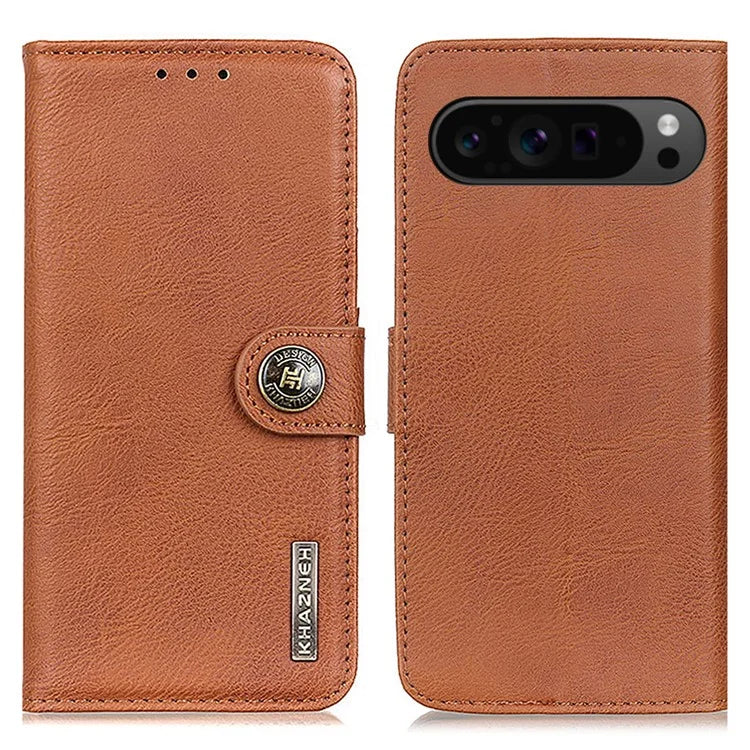 KHAZNEH For Google Pixel 9 Pro XL Wallet Case Cowhide Texture Phone Leather Cover