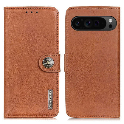 KHAZNEH For Google Pixel 9 Pro XL Wallet Case Cowhide Texture Phone Leather Cover