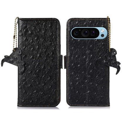 For Google Pixel 9 / Pixel 9 Pro Case RFID Blocking Genuine Cow Leather Phone Cover