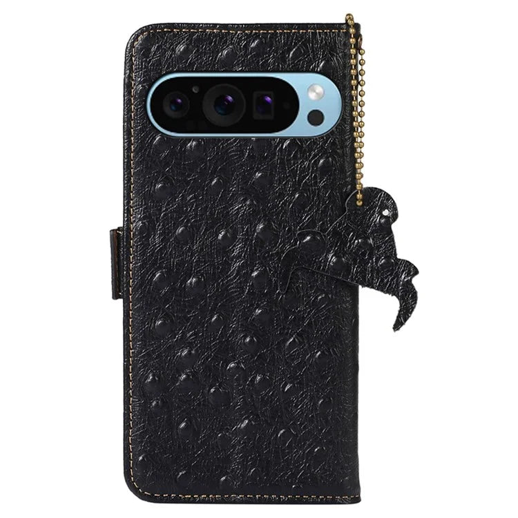 For Google Pixel 9 / Pixel 9 Pro Case RFID Blocking Genuine Cow Leather Phone Cover