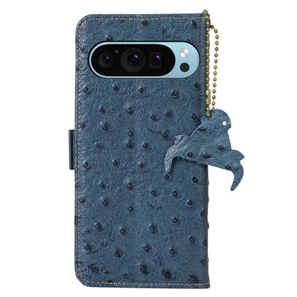For Google Pixel 9 / Pixel 9 Pro Case RFID Blocking Genuine Cow Leather Phone Cover