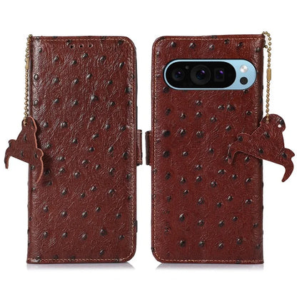For Google Pixel 9 / Pixel 9 Pro Case RFID Blocking Genuine Cow Leather Phone Cover