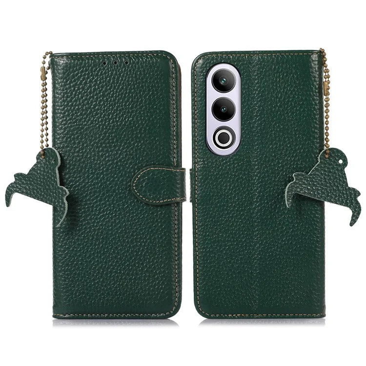 For OnePlus Ace 3V 5G Case RFID Blocking Litchi Texture Genuine Cow Leather Phone Cover