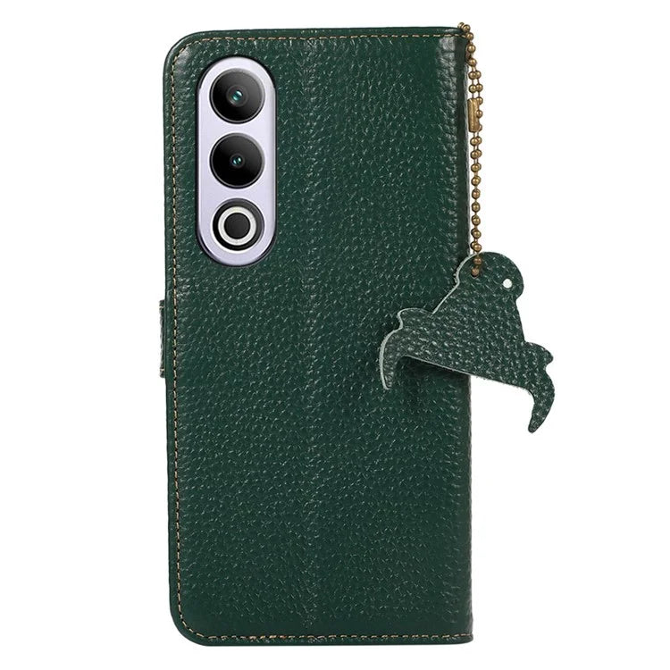 For OnePlus Ace 3V 5G Case RFID Blocking Litchi Texture Genuine Cow Leather Phone Cover