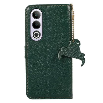 For OnePlus Ace 3V 5G Case RFID Blocking Litchi Texture Genuine Cow Leather Phone Cover