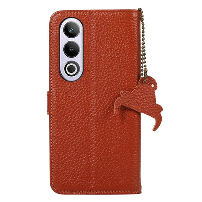For OnePlus Ace 3V 5G Case RFID Blocking Litchi Texture Genuine Cow Leather Phone Cover