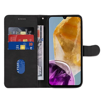 For Samsung Galaxy M15 5G Case PU Leather Curved Line Magnetic Closure Flip Phone Cover