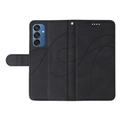For Samsung Galaxy M15 5G Case PU Leather Curved Line Magnetic Closure Flip Phone Cover