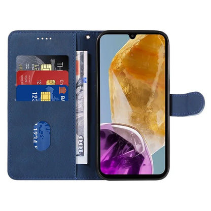 For Samsung Galaxy M15 5G Case PU Leather Curved Line Magnetic Closure Flip Phone Cover