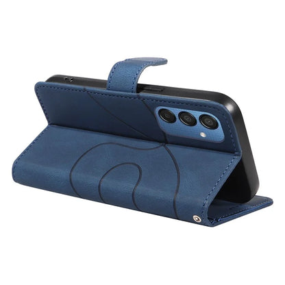 For Samsung Galaxy M15 5G Case PU Leather Curved Line Magnetic Closure Flip Phone Cover