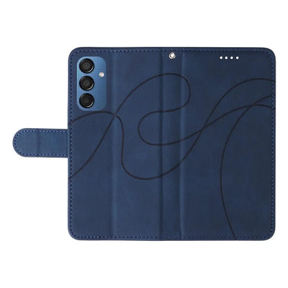 For Samsung Galaxy M15 5G Case PU Leather Curved Line Magnetic Closure Flip Phone Cover