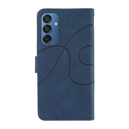 For Samsung Galaxy M15 5G Case PU Leather Curved Line Magnetic Closure Flip Phone Cover