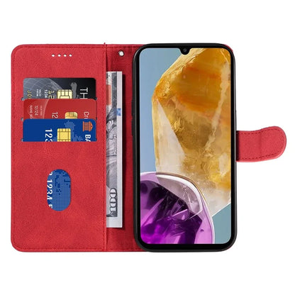 For Samsung Galaxy M15 5G Case PU Leather Curved Line Magnetic Closure Flip Phone Cover