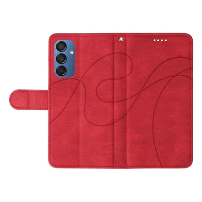 For Samsung Galaxy M15 5G Case PU Leather Curved Line Magnetic Closure Flip Phone Cover