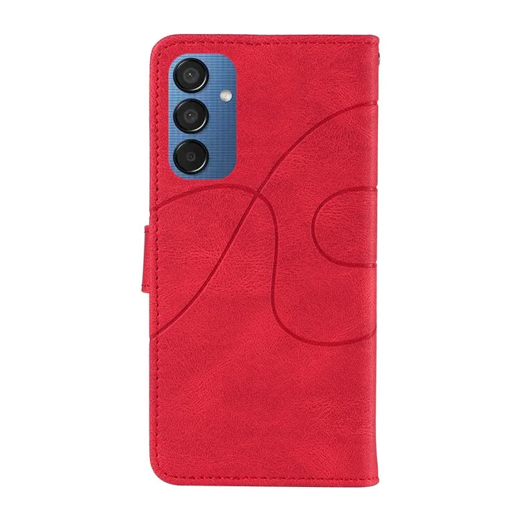 For Samsung Galaxy M15 5G Case PU Leather Curved Line Magnetic Closure Flip Phone Cover