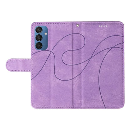 For Samsung Galaxy M15 5G Case PU Leather Curved Line Magnetic Closure Flip Phone Cover
