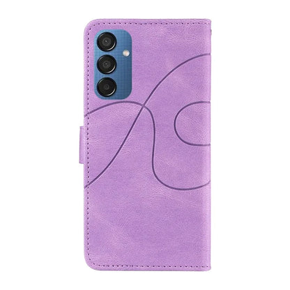 For Samsung Galaxy M15 5G Case PU Leather Curved Line Magnetic Closure Flip Phone Cover