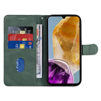 For Samsung Galaxy M15 5G Case PU Leather Curved Line Magnetic Closure Flip Phone Cover