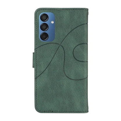 For Samsung Galaxy M15 5G Case PU Leather Curved Line Magnetic Closure Flip Phone Cover