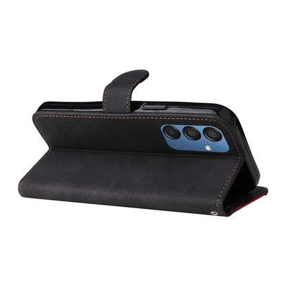 For Samsung Galaxy M15 5G Case PU Leather Three-color Splicing Phone Wallet Cover