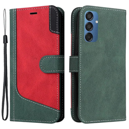 For Samsung Galaxy M15 5G Case PU Leather Three-color Splicing Phone Wallet Cover
