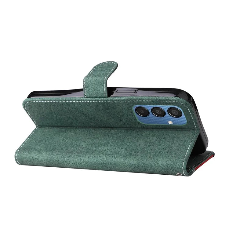 For Samsung Galaxy M15 5G Case PU Leather Three-color Splicing Phone Wallet Cover