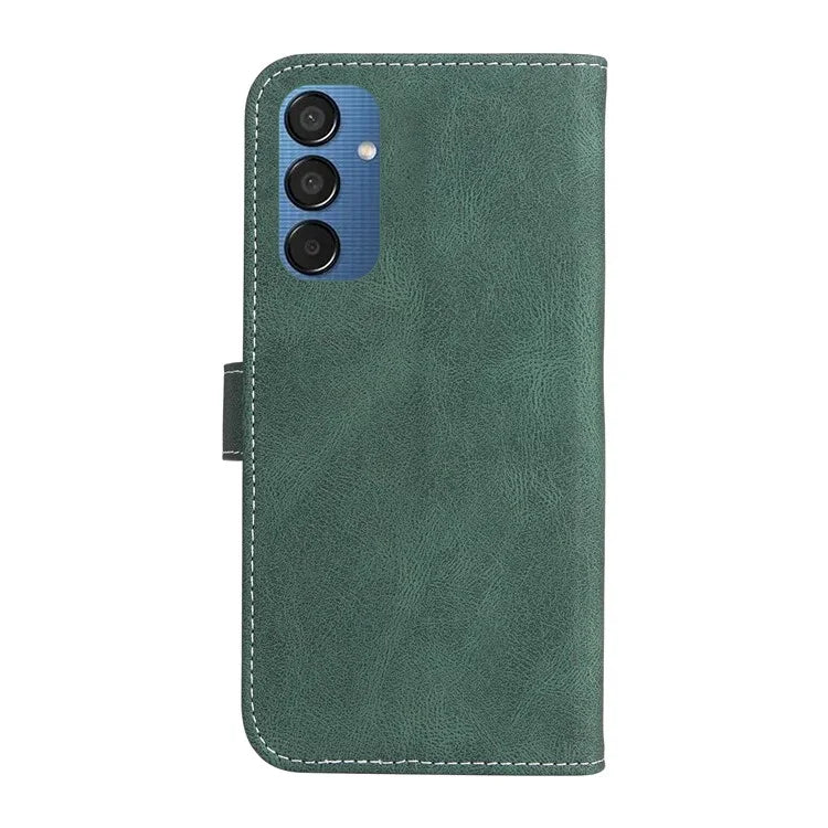 For Samsung Galaxy M15 5G Case PU Leather Three-color Splicing Phone Wallet Cover