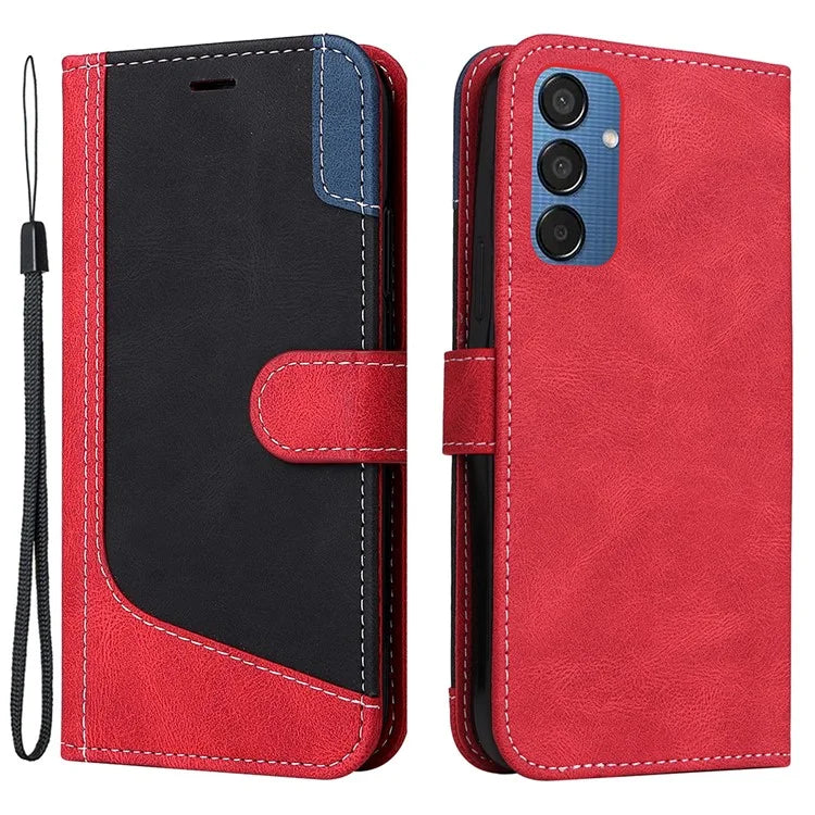 For Samsung Galaxy M15 5G Case PU Leather Three-color Splicing Phone Wallet Cover