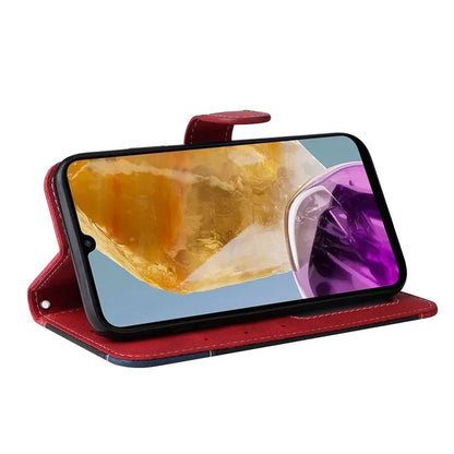 For Samsung Galaxy M15 5G Case PU Leather Three-color Splicing Phone Wallet Cover