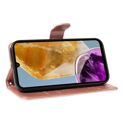 For Samsung Galaxy M15 5G Case Card Holder Butterfly Flower Pattern Leather Phone Cover