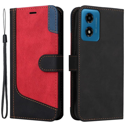 For Motorola Moto E14 4G / G04 4G / G04s 4G / G24 4G Case Three-Color Splicing Card Holder Phone Cover