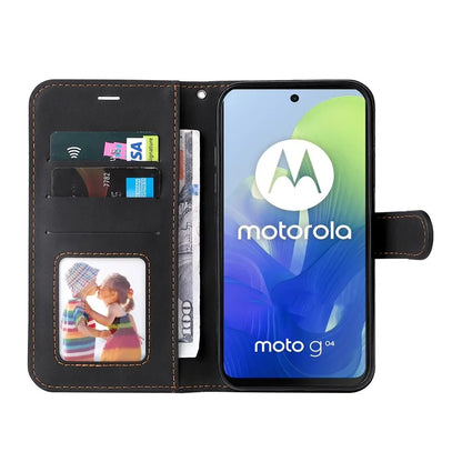 For Motorola Moto E14 4G / G04 4G / G04s 4G / G24 4G Case Three-Color Splicing Card Holder Phone Cover