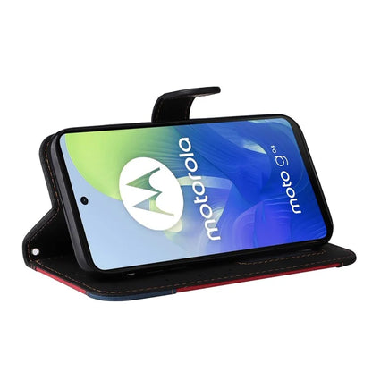 For Motorola Moto E14 4G / G04 4G / G04s 4G / G24 4G Case Three-Color Splicing Card Holder Phone Cover