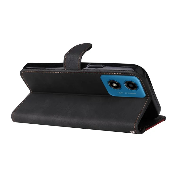 For Motorola Moto E14 4G / G04 4G / G04s 4G / G24 4G Case Three-Color Splicing Card Holder Phone Cover
