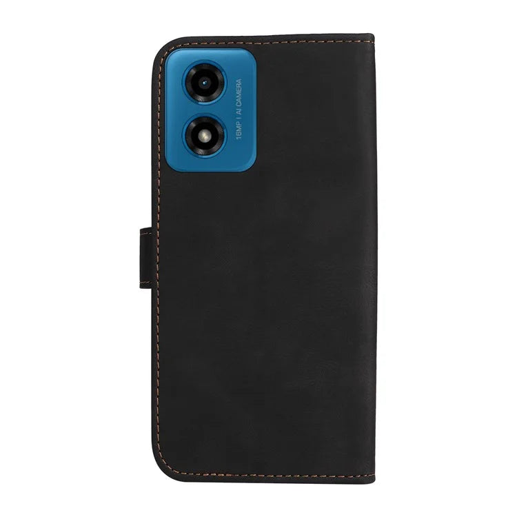 For Motorola Moto E14 4G / G04 4G / G04s 4G / G24 4G Case Three-Color Splicing Card Holder Phone Cover