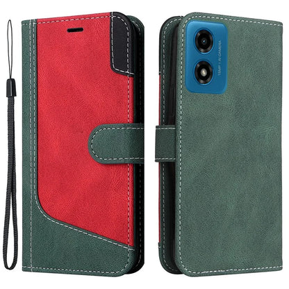 For Motorola Moto E14 4G / G04 4G / G04s 4G / G24 4G Case Three-Color Splicing Card Holder Phone Cover