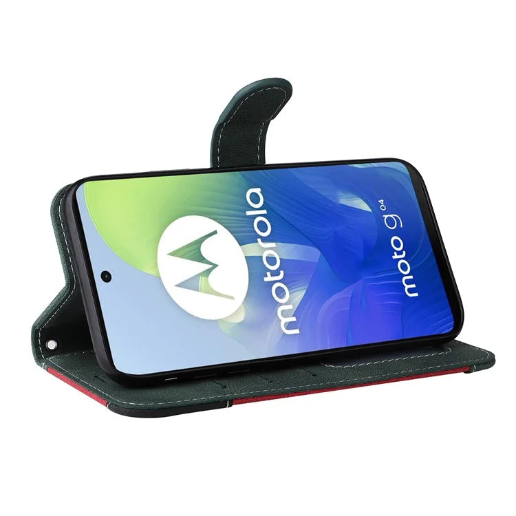 For Motorola Moto E14 4G / G04 4G / G04s 4G / G24 4G Case Three-Color Splicing Card Holder Phone Cover