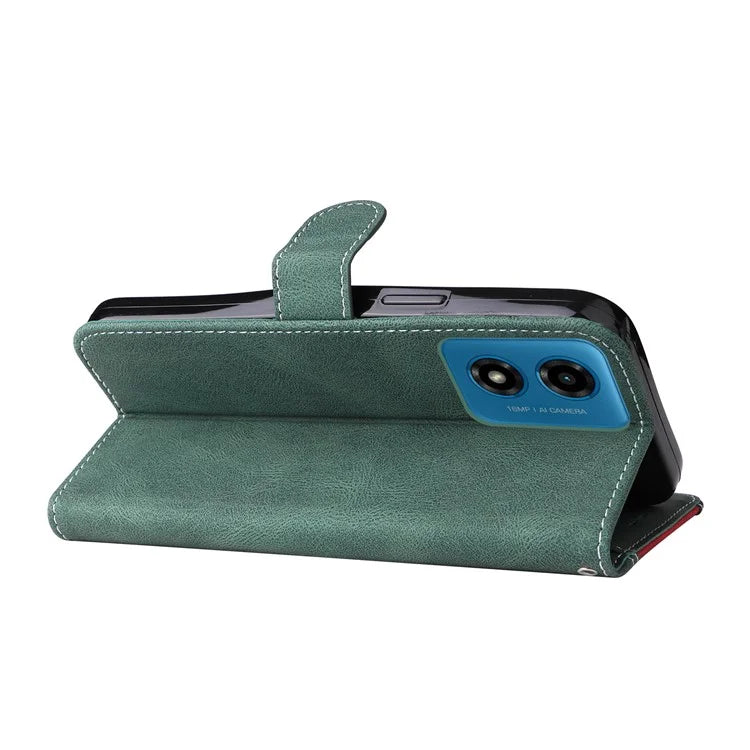 For Motorola Moto E14 4G / G04 4G / G04s 4G / G24 4G Case Three-Color Splicing Card Holder Phone Cover