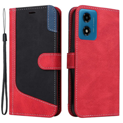For Motorola Moto E14 4G / G04 4G / G04s 4G / G24 4G Case Three-Color Splicing Card Holder Phone Cover