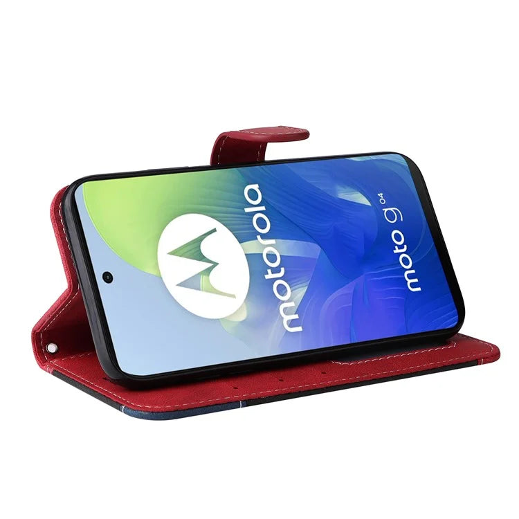 For Motorola Moto E14 4G / G04 4G / G04s 4G / G24 4G Case Three-Color Splicing Card Holder Phone Cover