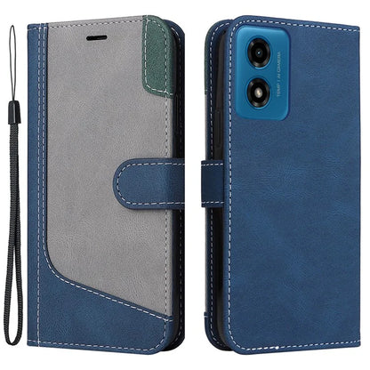 For Motorola Moto E14 4G / G04 4G / G04s 4G / G24 4G Case Three-Color Splicing Card Holder Phone Cover