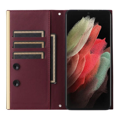 For Samsung Galaxy S21 Ultra 5G Case Suction Cup Wallet Phone Cover with Crossbody Strap