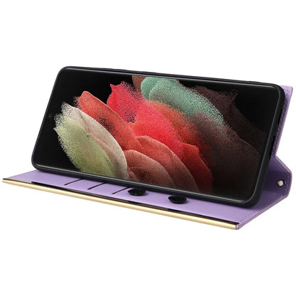 For Samsung Galaxy S21 Ultra 5G Case Suction Cup Wallet Phone Cover with Crossbody Strap