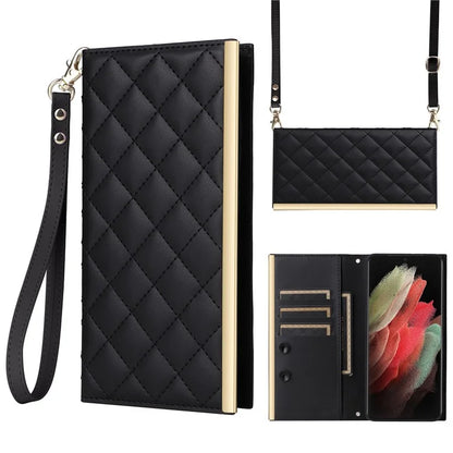 For Samsung Galaxy S21 Ultra 5G Case Suction Cup Wallet Phone Cover with Crossbody Strap